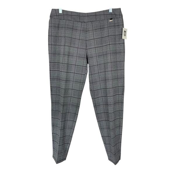 New Anne Klein Pants Slim Ankle Black White Plaid Pull On Stretchy Women's 1X - Picture 1 of 10